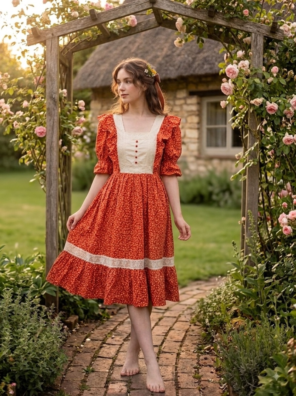 VINTAGE 1970s CANDI JONES CALIFORNIA PRAIRIE DRESS
